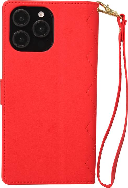 Produktbild PhoneLook Hülle Elegante Flip-Matratze mit Magnetverschluss Trageschlaufe und Kartenfächern Rot (Apple iPhone 16 Pro Max)
