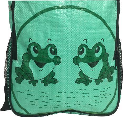 Actual product image Bekos Upcycling - Children's Backpack from Recycled Feed Sacks Frog S (6 l)
