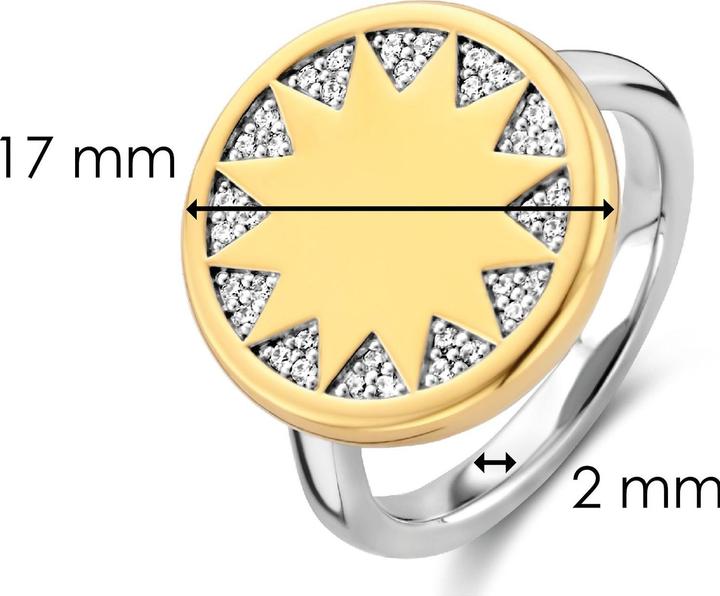 Immagine prodotto Ti Sento Milano Anello sole con zirconi bicolore placcato oro 12215ZY (56, 925 Argento)