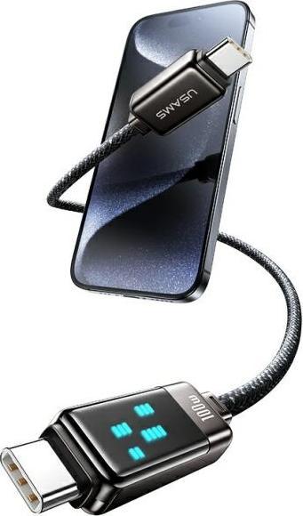 Actual product image Usams USB-C to USB-C Cable 100W 1.2m Zinc Alloy Fast Charging Data Cable Meteor Series SJ744USB0 (1.20 m, 100 W)