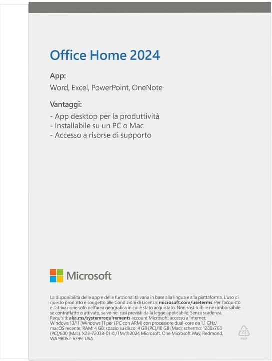 Productafbeelding Microsoft Office Home 2024 (IT) (1 Gebruiker, onbeperkt)