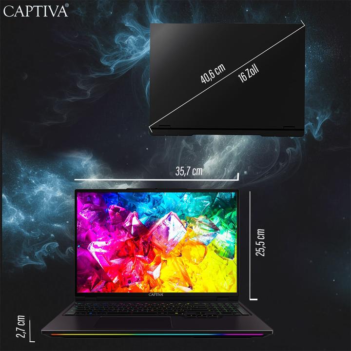 Actual product image Captiva Highend Gaming (16", AMD Ryzen 9 9955HX, 16 GB, 2000 GB, DE)