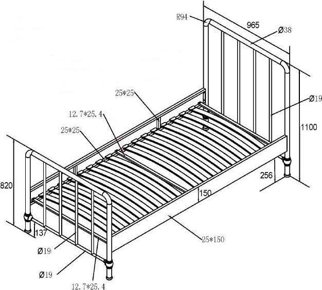 Produktbild Vipack Metallbett Bronxx (90 x 200 cm)