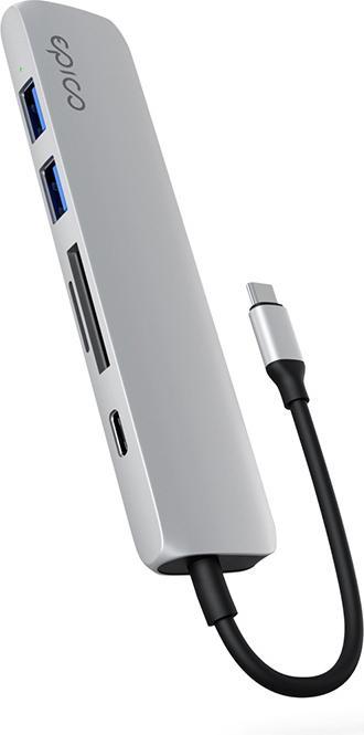 Image du produit Epico 6in1 Aluminium Hub 8K avec connecteur USB-C - argent (6 Ports)