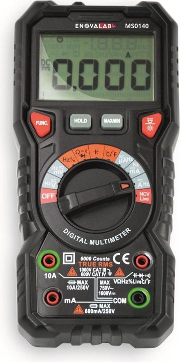 Produktbild Enovalab MS0140 - TrueRMS Digital-Multimeter, 6.000 Counts, 600 V, 10 A, NCV