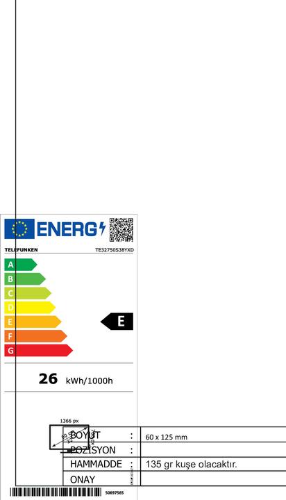 Energy Label Telefunken TE32750S38 32-inch Hd-ready LED TV (32", LCD, HD ready)