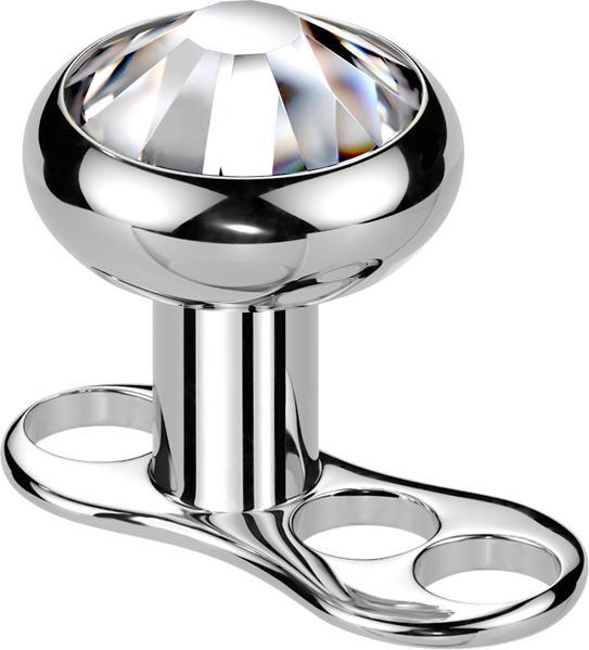 Star Piercing Dermal Anchor Innengewinde silber mit Kristall silber (Titan G23, ohne Messing)