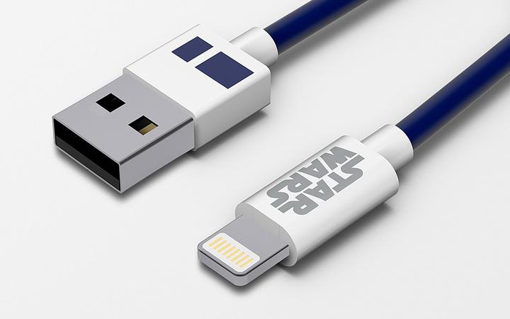 Actual product image Tribe CLR20707 Lightning cable 1.2 m Blue, White (1.20 m, USB 1.0)