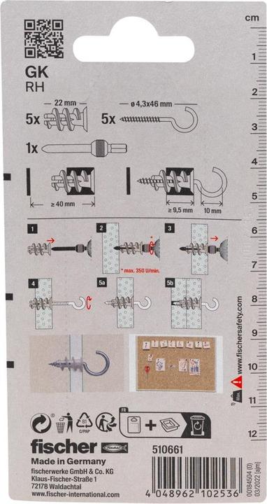 Produktbild Fischer Gipskartondübel GK RH K (5). (5 Stk.)