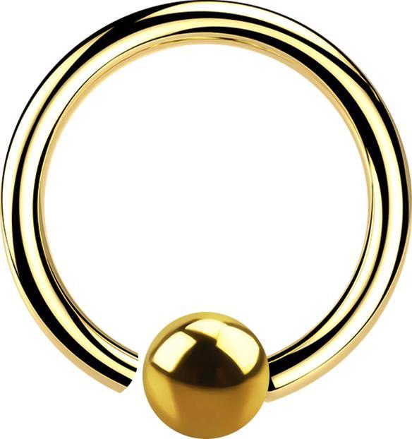 Produktbild Star Piercing Micro Closure Ring vergoldet mit Kugel einseitig fixiert (ohne Messing, Chirurgenstahl 316L)
