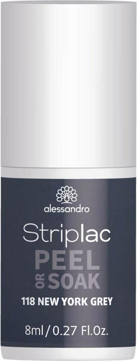 Actual product image Alessandro Striplac Peel or Soak New York Grey 8 ml (Grey, Peelable nail polish)