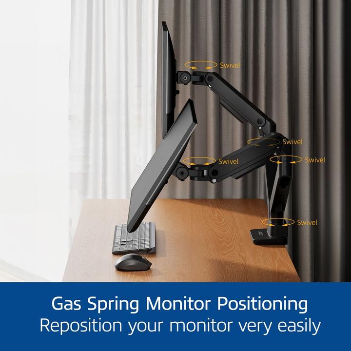 Produktbild Dual monitor arm office premium, with gas spring (Tisch, 32")