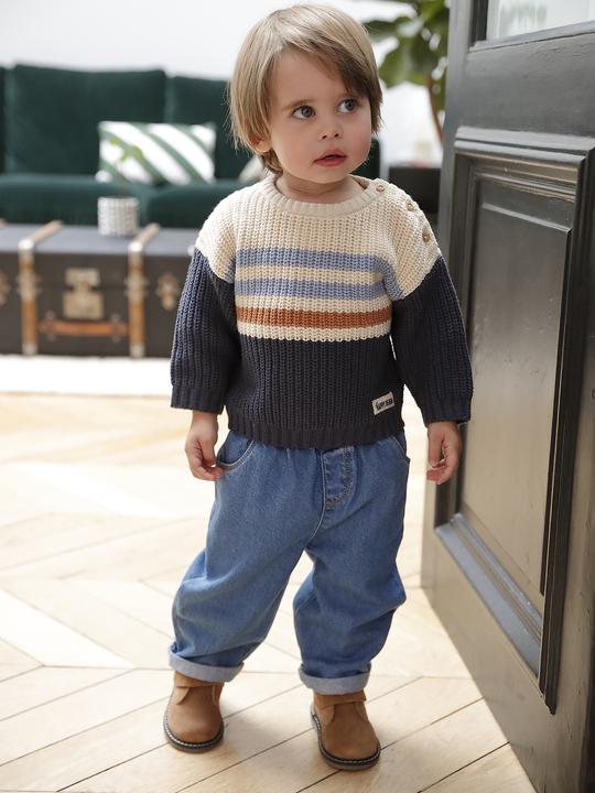 Immagine prodotto Vertbaudet Gestreifter Jungen Baby Pullover mit Knöpfen Oeko-Tex (62)