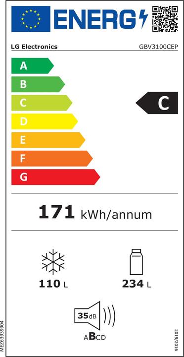 Energie-Label LG GBV3100CEP (344 l)