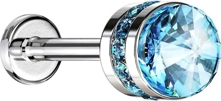Immagine prodotto Hollywood Body Jewelry Micro Labret a filo interno cilindro di cristallo argento aqua (Ottone, Titanio G23)