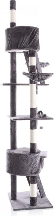 Actual product image Wiltec Cat Tree Scratching Post Climbing Tree 240-260cm in Dark-grey with Caves, Hammocks and Platforms (260 cm, Dark grey)