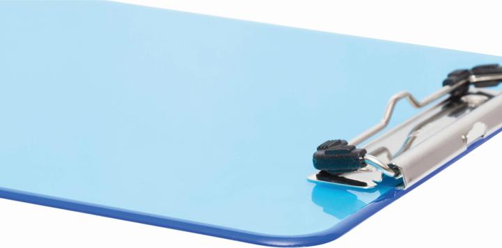 Actual product image Maul Clipboard neon, DIN A4, transparent-blue plastic, flat, nickel-plated clip terminal (22.6 x 31.8 cm)