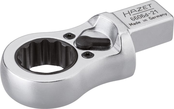 HAZET Einsteck-Ratschen-Ringschlüssel 6606D-21 ∙ Einsteck-Vierkant 14 x 18 mm ∙ Aussen Doppel-Sechsk… (1/2", 320 Nm)