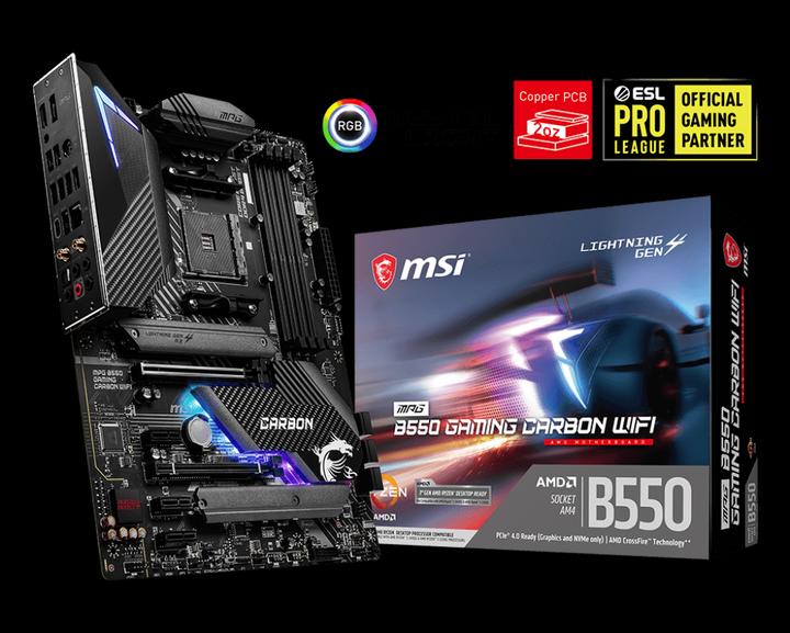 Produktbild MSI Mpg B550 Gaming Carbon Wifi (AM4, AMD B550, ATX)