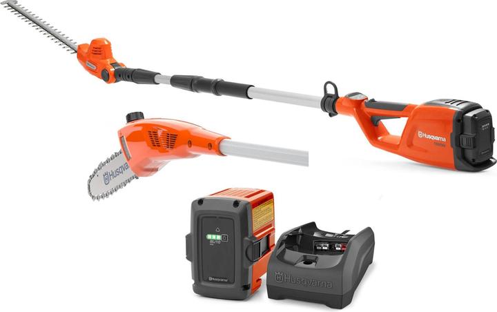 1x charger QC80, 1x 120iTK4 - PH combi system, 1x HK4 hedge trimmer attachment, 1x rechargeable battery BLi 10, 1x PK4 high probe attachment