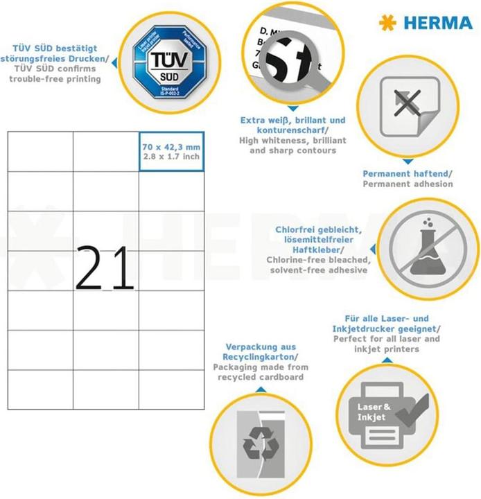 Produktbild HERMA Universal Etiketten A4