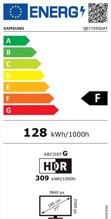 Etichetta energetica Samsung QE77S95D (77", S95D, OLED, 4K, 2024)