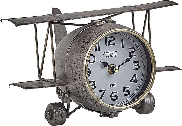 Beliani Tischuhr silber Flugzeugsform 15 cm STANS