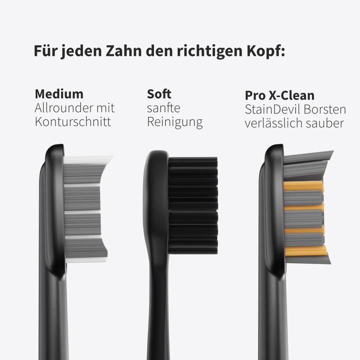 Produktbild Zahnheld Bürstenkopf Basic Medium 3x Schwarz (3 x)
