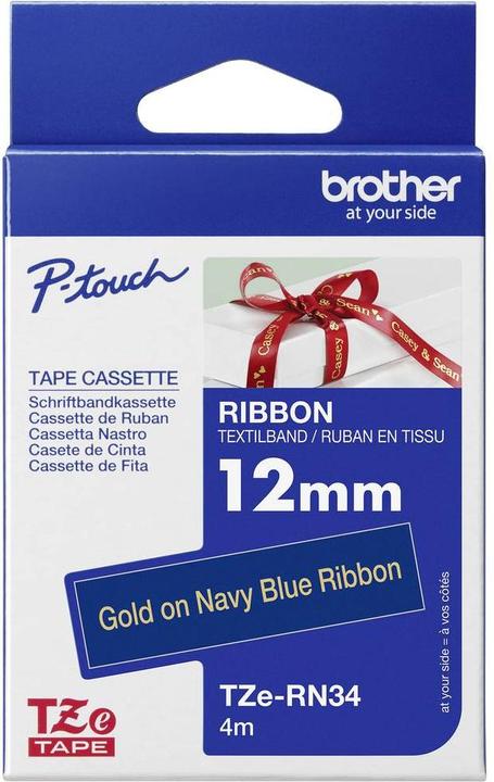Actual product image Brother TZe-RN34 (1.20 cm, Blue, Gold)