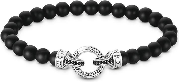 Thomas Sabo Armband Obsidian Beads Silber (17 cm, Silber 925)
