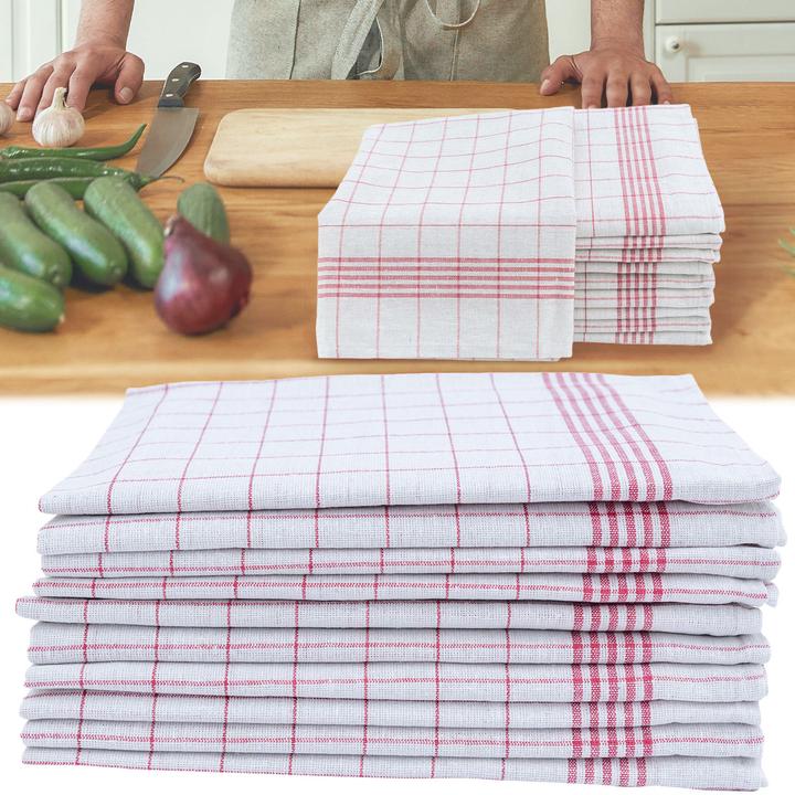Produktbild byNORD Halb-Leinen-Geschirrtücher, rot-weiss, 70 x 50 cm, 20er Set (70 x 50 cm)