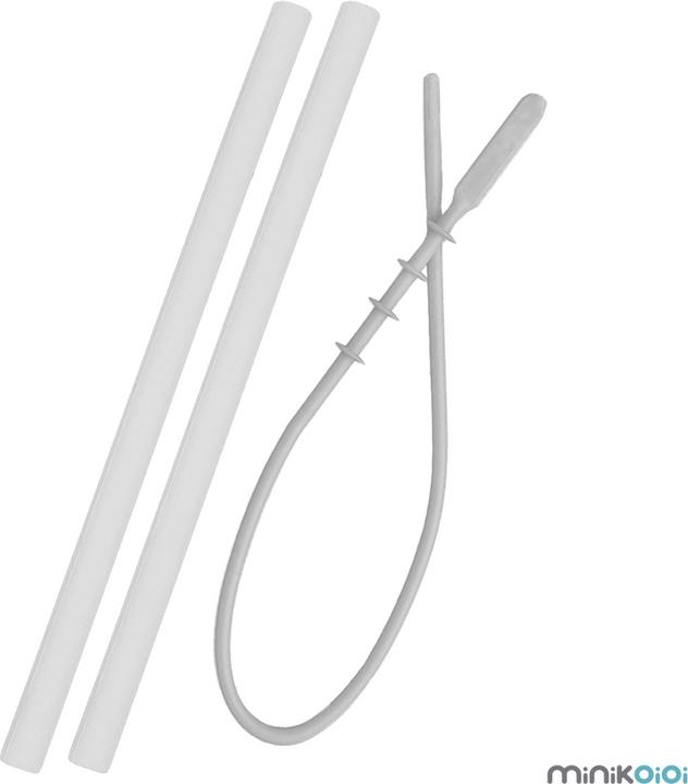 Immagine prodotto Minikoioi Flexi Pailles - 3 pz. & Brosse - Gris Poudre - Paille en silicone réutilisable avec brosse