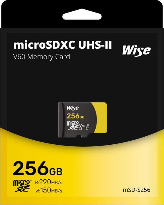 Productafbeelding Wise 256GB microSDXC UHS II V60 Memory Card (256 GB, microSDXC, U3, UHS-II)