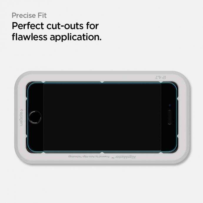Actual product image Spigen tempered glass ALM GLASS FC for iPhone 7 / 8 / SE 2020 / SE 2022 black (1 Piece, LG K8 2017, Apple iPhone SE (2nd Gen))