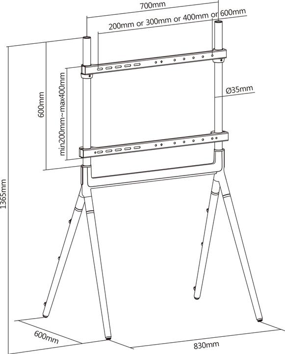 Actual product image InLine woodstand Studio TV stand, for LED TV 49"-70" (124-178cm), max. 40kg (70", 40 kg)