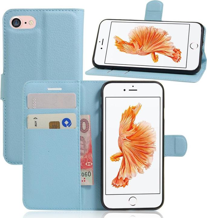 Image du produit Cover-Discount iPhone 8 / 7 - étui en cuir Etui cartes compartiments bleu clair (Apple iPhone 7, Apple iPhone SE, Apple iPhone 8)
