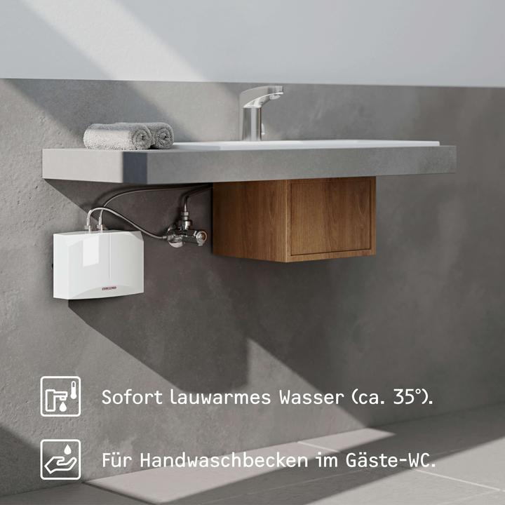 Produktbild Stiebel Eltron DHM 7 Mini-Durchlauferhitzer nur Handwaschbecken, 6,5 kW, ohne Stecker, Starkstromanschluss 400V,VDE