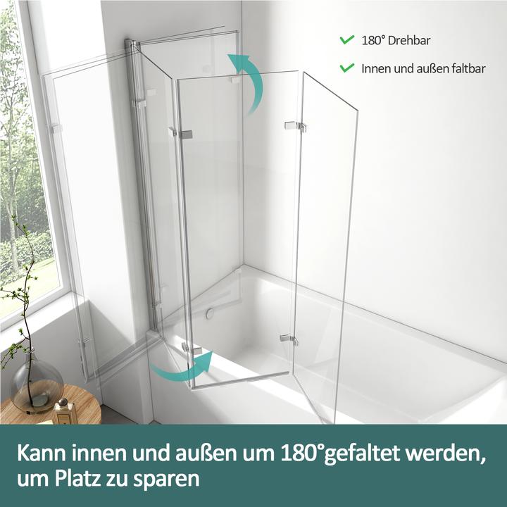 Produktbild Emke Duschwand für Badewanne (120 cm, 120 cm, 140 cm)