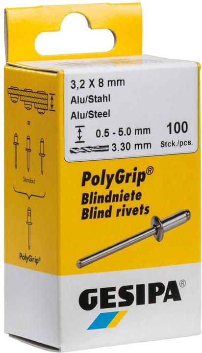 Produktbild Gesipa Blindniete Stahl/Stahl 4.8x15 mm PolyGrip Mini-Pack mit 50 Stück