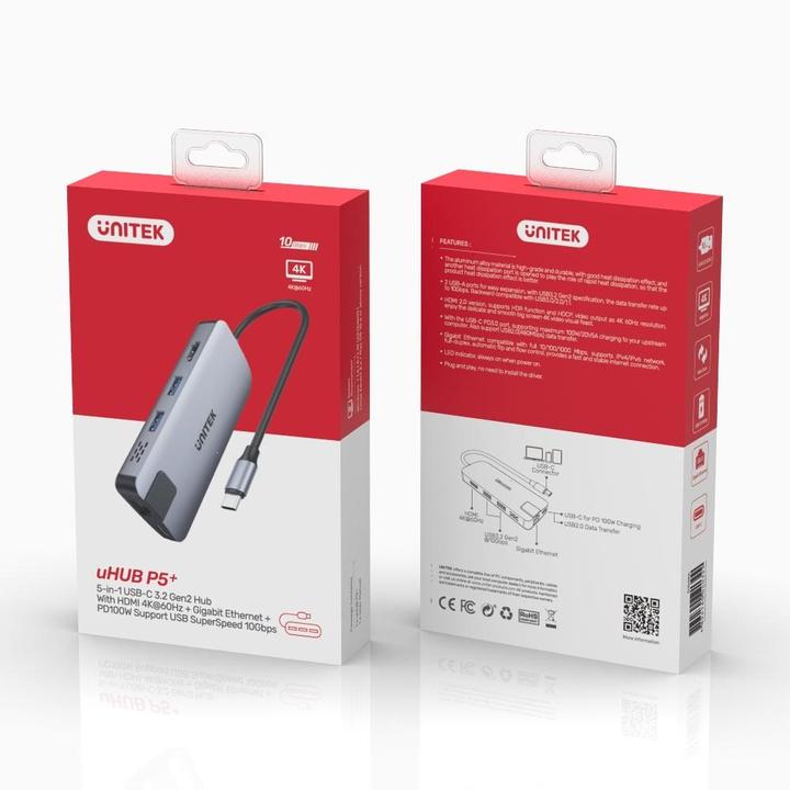 Produktbild Unitek uHUB P5+ USB 2.0 Type-C (USB-C, 2 Ports)