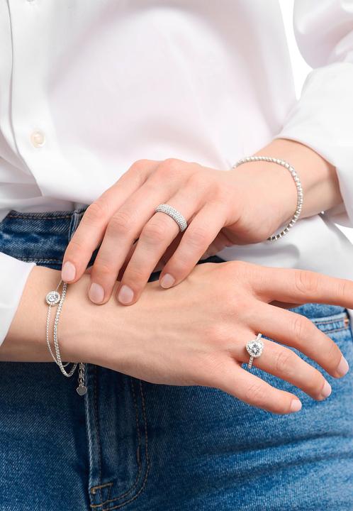 Immagine prodotto Thomas Sabo Anello aureola con pietra bianca a forma di cuore (54, 925 Argento)
