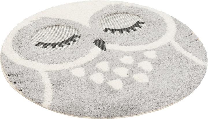 Pergamon Hochflor Langflor Shaggy Kinder Teppich Richie Eule Rund (120 x 120 cm)