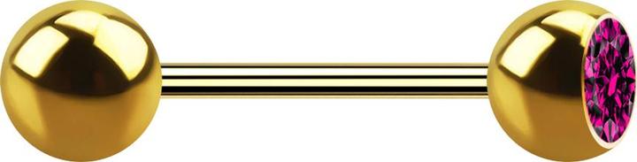 Actual product image Star Piercing Micro barbell gold-plated with ball and ball crystal fuchsia (Surgical steel 316L)