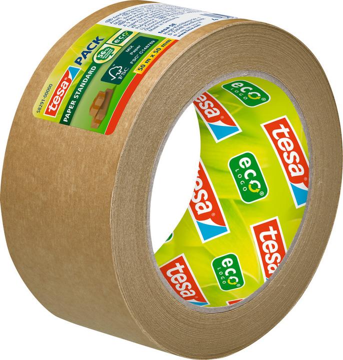 Actual product image tesa tesapack PAPER STANDARD packaging tape - 56 % bio-based material - recycling-friendly (50 mm)