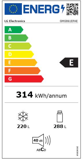Etichetta energetica LG GMG861EPAE (508 l)