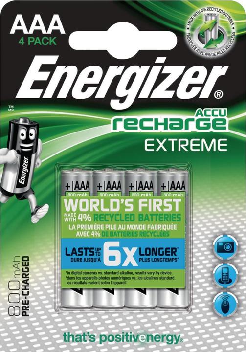Image du produit Energizer Recharge extrême (4 pcs, AAA, 800 mAh)