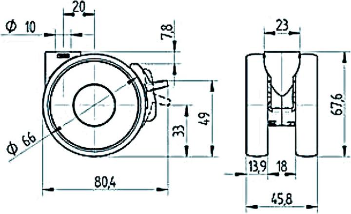 Produktbild Tente Doppellenkrollen Linea 65