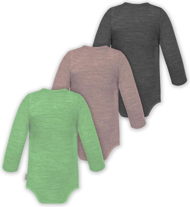 Actual product image Normani 3-pack baby merino long sleeve wrap bodysuit for boy and girl - 9355 (74)