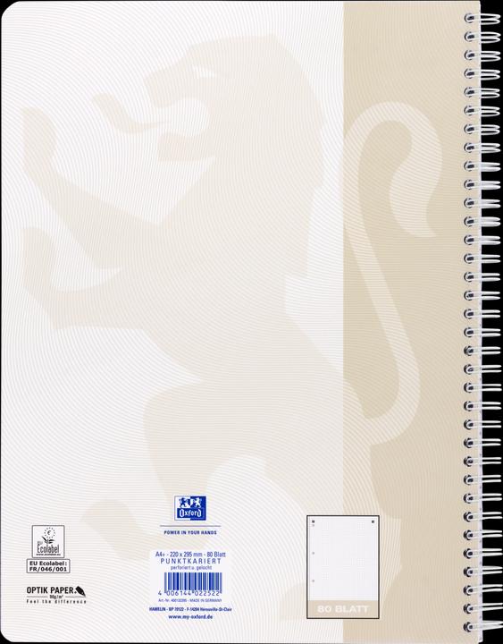 Image du produit Oxford TOUCH A4+ 400132395 pointillé, pierre claire 80 feuilles (A4+, Pointillés, Couverture rigide)