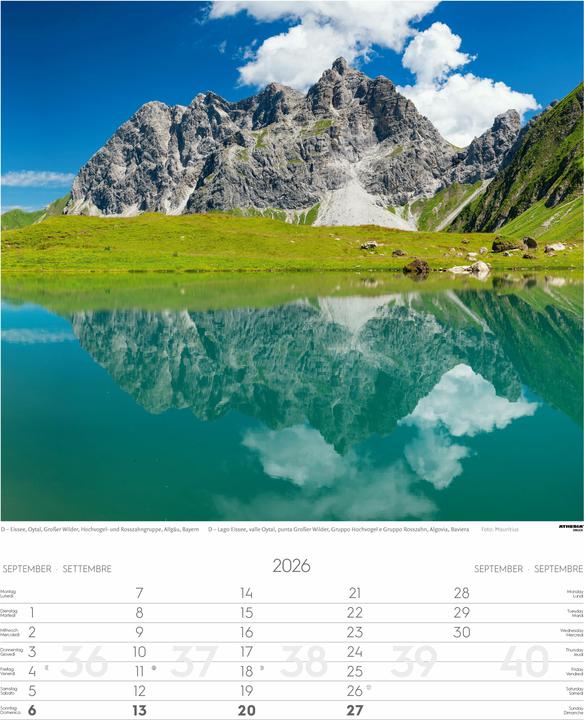 Actual product image Alpen Kalender 2026 (Hardcover, German, French, Italian, English)